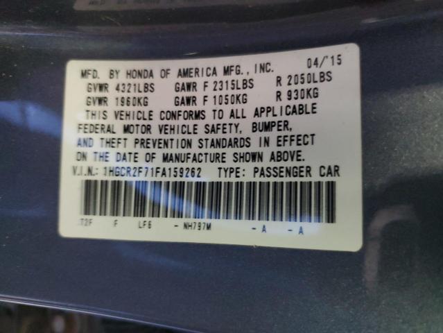 1HGCR2F71FA159262 - 2015 HONDA ACCORD EX SILVER photo 12