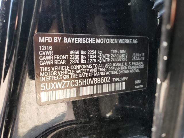 5UXWZ7C35H0V88602 - 2017 BMW X3 SDRIVE28I BLACK photo 13