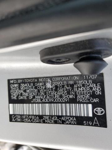 JTDBL40EX9J000291 - 2009 TOYOTA COROLLA BASE SILVER photo 12