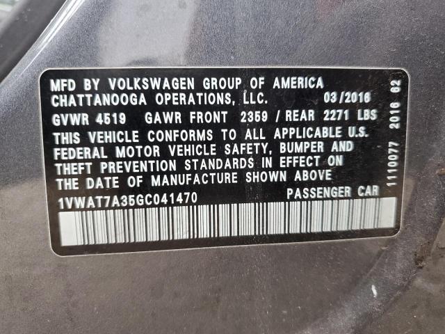 1VWAT7A35GC041470 - 2016 VOLKSWAGEN PASSAT S GRAY photo 12