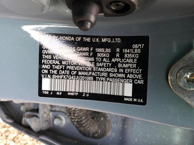 SHHFK7G42JU201065 - 2018 HONDA CIVIC SPORT 蓝色 照片 12