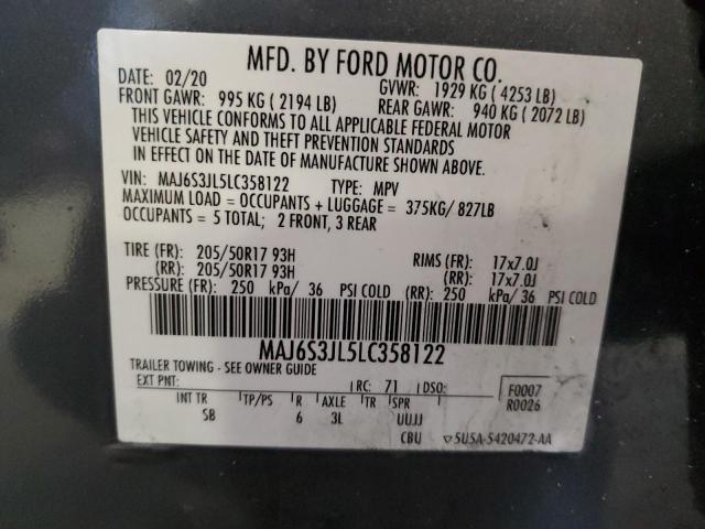 MAJ6S3JL5LC358122 - 2020 FORD ECOSPORT SES GRAY photo 14