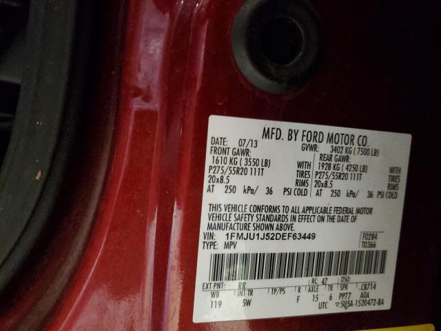 1FMJU1J52DEF63449 - 2013 FORD EXPEDITION XLT RED photo 13