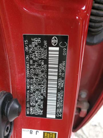 JTDKN3DU2F0471598 - 2015 TOYOTA PRIUS RED photo 12