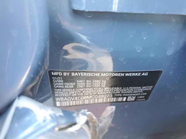 WBAGV4C08MCG48273 - 2021 BMW 840XI GRAY photo 12