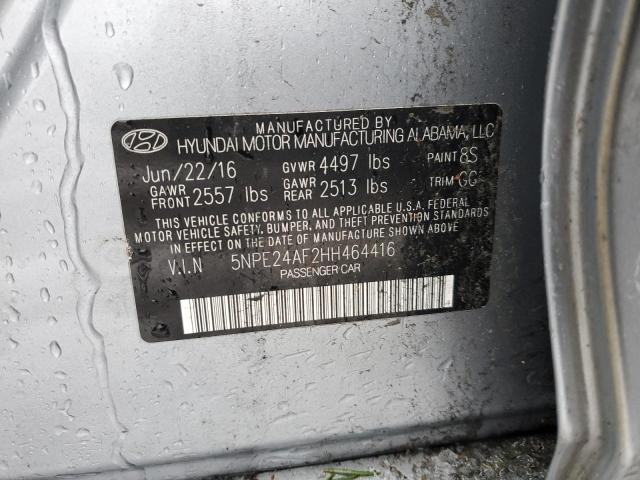 5NPE24AF2HH464416 - 2017 HYUNDAI SONATA SE SILVER photo 13