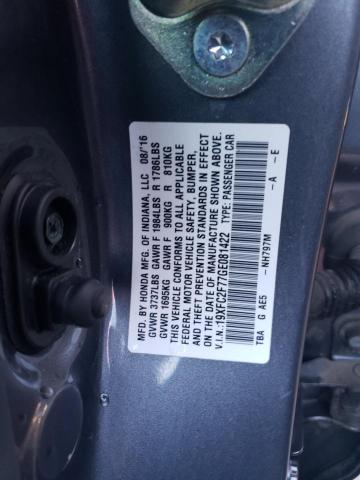 19XFC2F77GE081422 - 2016 HONDA CIVIC EX GRAY photo 12