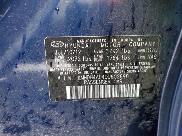 KMHDH4AE4DU603698 - 2013 HYUNDAI ELANTRA GLS BLUE photo 12