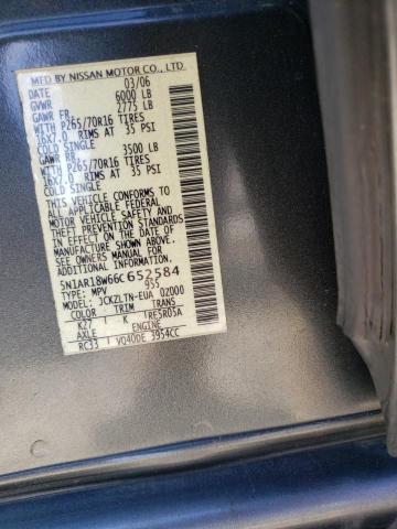 5N1AR18W66C652584 - 2006 NISSAN PATHFINDER LE ნაცრისფერი ფოტო 12