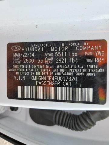 KMHGN4JE4FU017320 - 2015 HYUNDAI GENESIS 3.8L WHITE photo 12