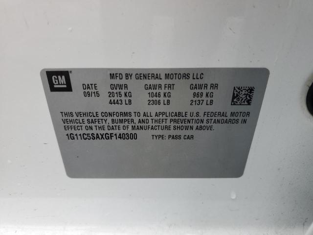 1G11C5SAXGF140300 - 2016 CHEVROLET MALIBU LIM LT 白色 照片 12