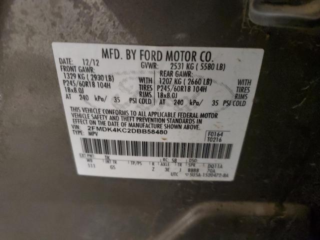 2FMDK4KC2DBB58480 - 2013 FORD EDGE LIMITED GRAY photo 13