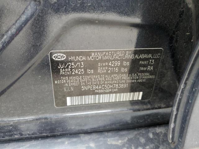 5NPEB4AC5DH783891 - 2013 HYUNDAI SONATA GLS BLUE photo 12