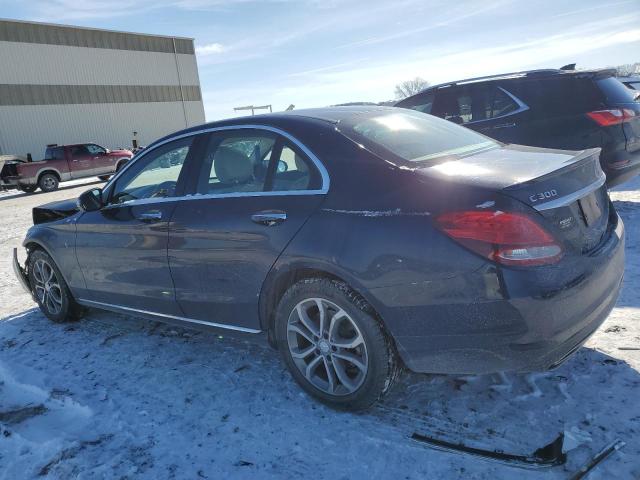 55SWF4KB4GU125348 - 2016 MERCEDES-BENZ C 300 4MATIC BLUE photo 2