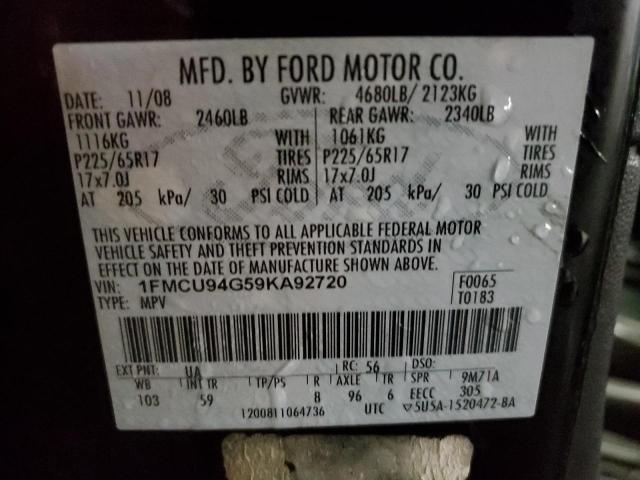 1FMCU94G59KA92720 - 2009 FORD ESCAPE LIMITED BLACK photo 13