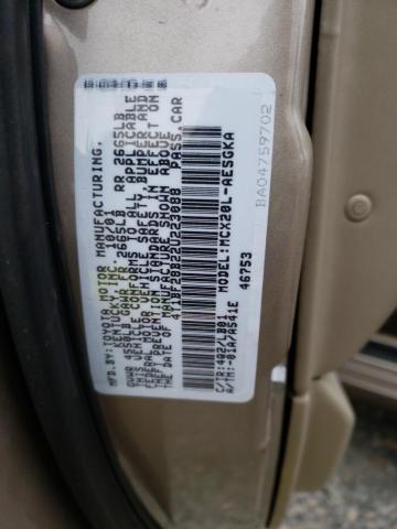 4T1BF28B22U223088 - 2002 TOYOTA AVALON XL TAN photo 12