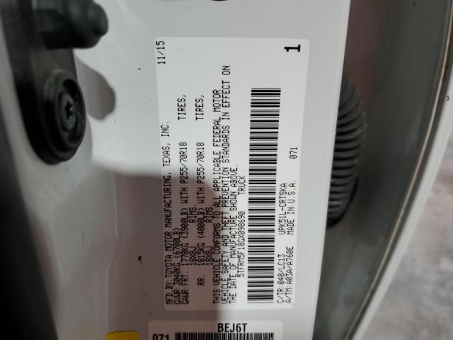 5TFRM5F18GX098690 - 2016 TOYOTA TUNDRA DOUBLE CAB SR/SR5 WHITE photo 13