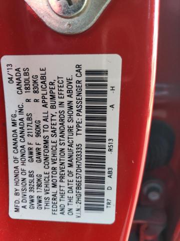 2HGFB6E57DH703335 - 2013 HONDA CIVIC SI RED photo 13