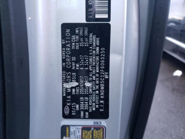 KNDMB5C12F6063250 - 2015 KIA SEDONA LX GRAY photo 13