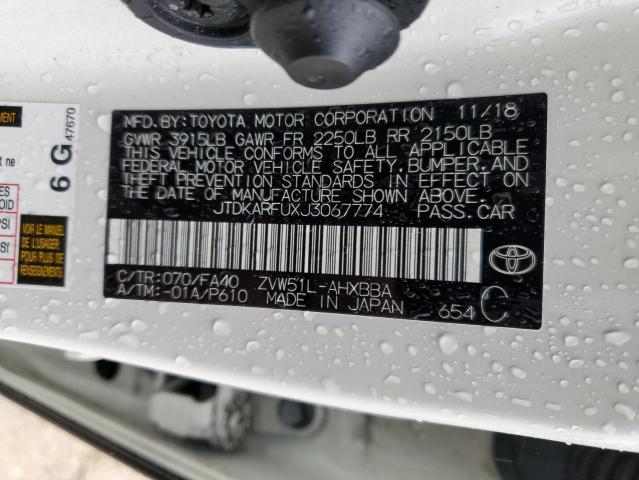 JTDKARFUXJ3067774 - 2018 TOYOTA PRIUS WHITE photo 12