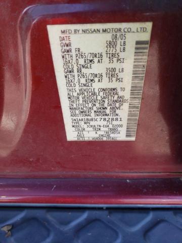 5N1AR18U85C782881 - 2005 NISSAN PATHFINDER LE 红色 照片 13