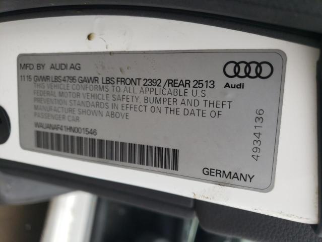 WAUANAF41HN001546 - 2017 AUDI A4 PREMIUM WHITE photo 12