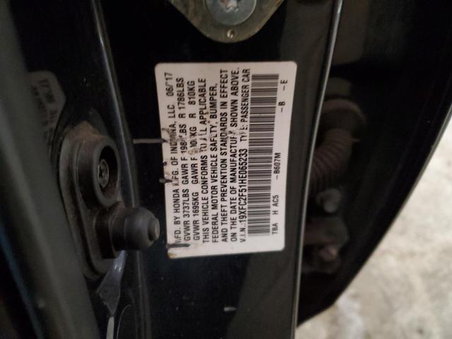 19XFC2F51HE065233 - 2017 HONDA CIVIC LX BLACK photo 12