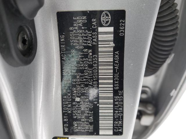 4T1BK36B15U036353 - 2005 TOYOTA AVALON XL SILVER photo 12