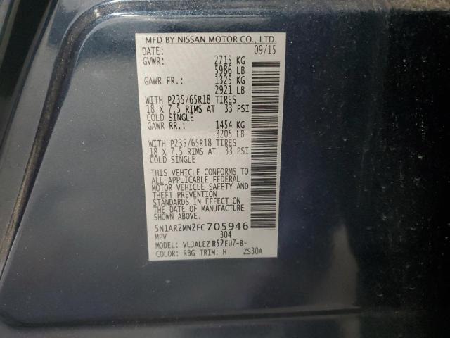 5N1AR2MN2FC705946 - 2015 NISSAN PATHFINDER S BLUE photo 14