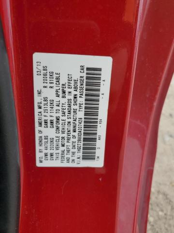 1HGCT2B8XDA007428 - 2013 HONDA ACCORD EXL RED photo 12