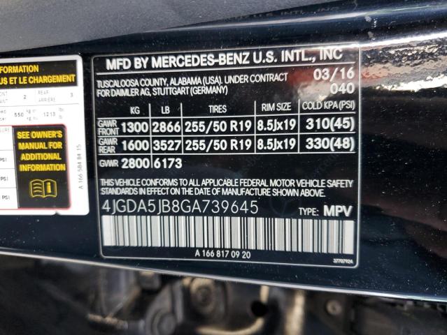 4JGDA5JB8GA739645 - 2016 MERCEDES-BENZ GLE 350 BLACK photo 13