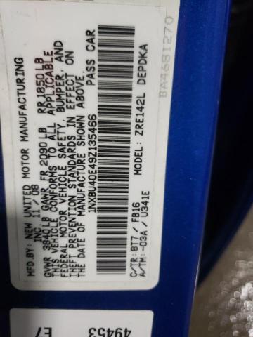 1NXBU40E49Z135466 - 2009 TOYOTA COROLLA BASE BLUE photo 12