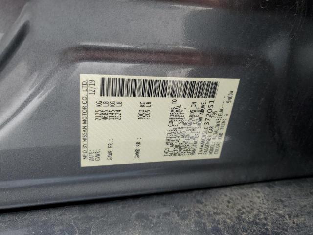 1N4AA6CV5LC372051 - 2020 NISSAN MAXIMA SV GRAY photo 12