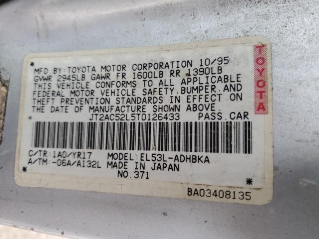 JT2AC52L5T0126433 - 1996 TOYOTA TERCEL STD SILVER photo 12