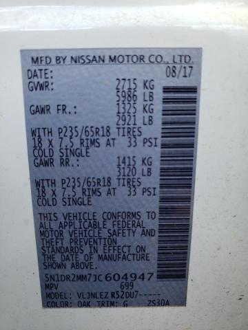 5N1DR2MM7JC604947 - 2018 NISSAN PATHFINDER S 白色 照片 14