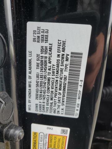 5FNYF6H59MB021067 - 2021 HONDA PILOT EXL BLACK photo 12