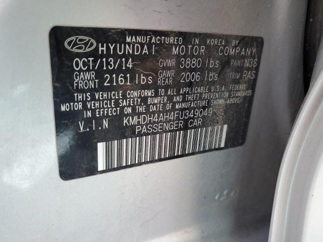 KMHDH4AH4FU349049 - 2015 HYUNDAI ELANTRA SE SILVER photo 12