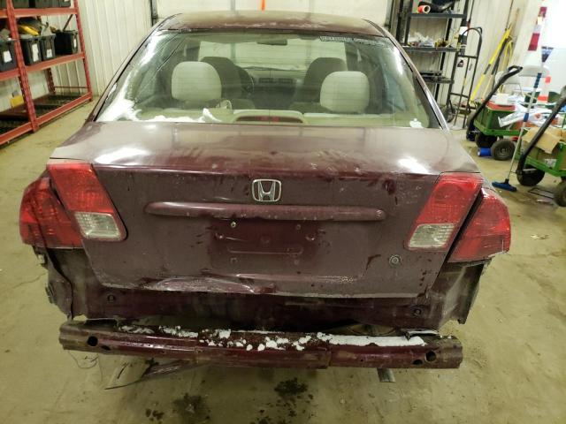 2HGES26844H520195 - 2004 HONDA CIVIC EX BURGUNDY photo 6