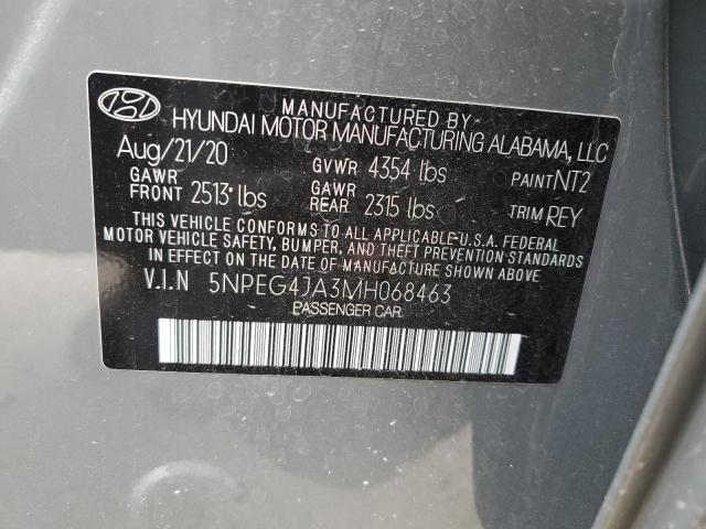 5NPEG4JA3MH068463 - 2021 HYUNDAI SONATA SE GRAY photo 12