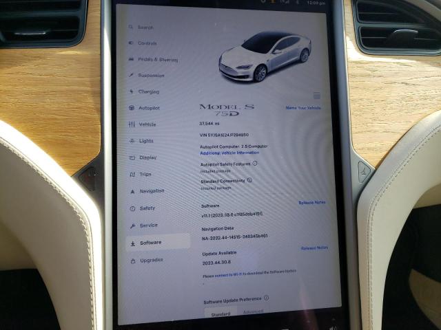 5YJSA1E24JF294950 - 2018 TESLA MODEL S თეთრი ფოტო 9