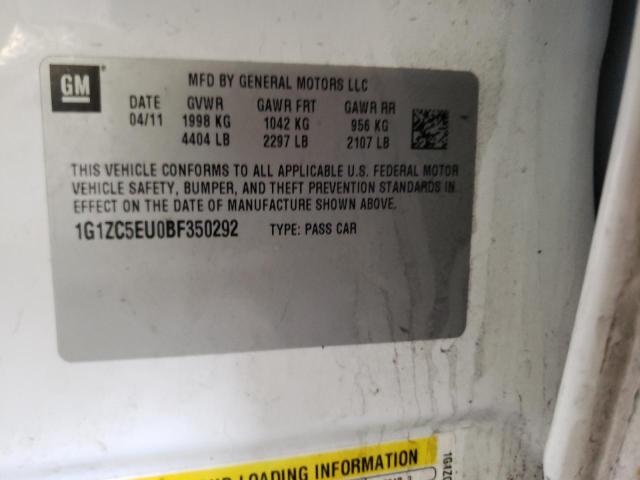 1G1ZC5EU0BF350292 - 2011 CHEVROLET MALIBU 1LT Blanc photo 12