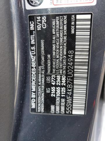 55SWF4KB7FU024948 - 2015 MERCEDES-BENZ C 300 4MATIC CHARCOAL photo 12