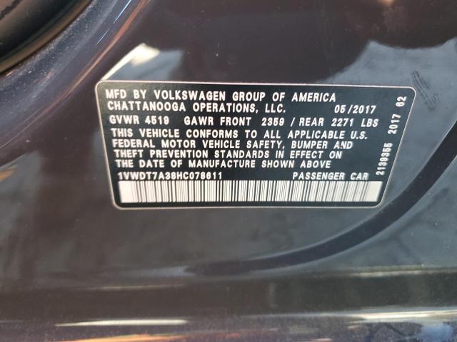 1VWDT7A38HC078611 - 2017 VOLKSWAGEN PASSAT R-LINE Boz foto 13