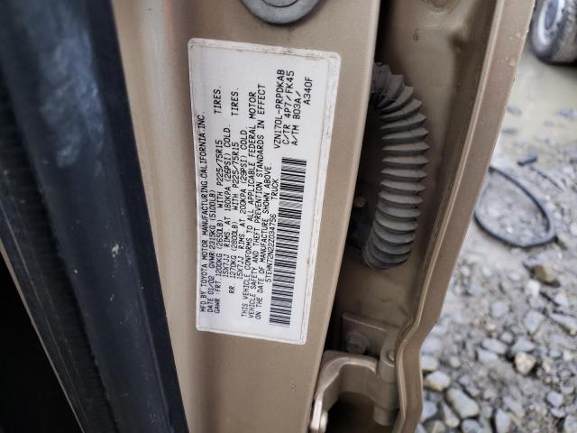 5TEHN72N22Z034756 - 2002 TOYOTA TACOMA DOUBLE CAB 米色 照片 12