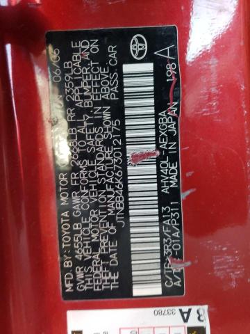 JTNBB46K673012175 - 2007 TOYOTA CAMRY HYBRID RED photo 12