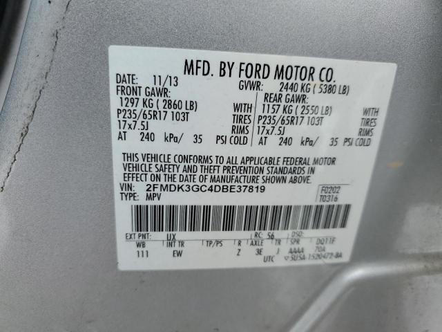 2FMDK3GC4DBE37819 - 2013 FORD EDGE SE GRAY photo 13