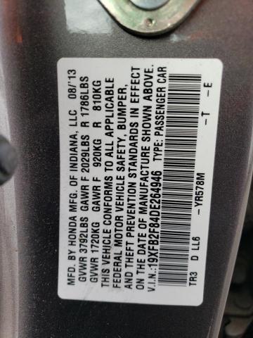 19XFB2F84DE264946 - 2013 HONDA CIVIC EX GRAY photo 12