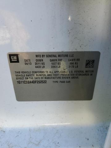 1G11C5SA4DF292522 - 2013 CHEVROLET MALIBU 1LT 白色 照片 13