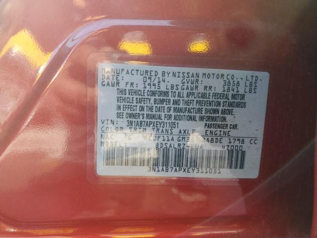 3N1AB7APXEY311051 - 2014 NISSAN SENTRA S RED photo 13