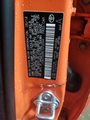 JTDKDTB39E1072094 - 2014 TOYOTA PRIUS C ORANGE photo 12